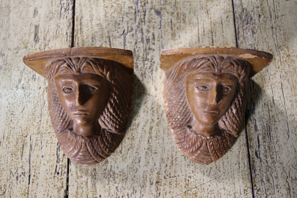 Pair of 19th Century Antique Terracotta Wall Brackets