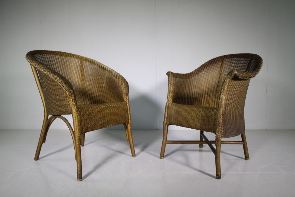 Pair of 1930's Lloyd Loom Armchairs