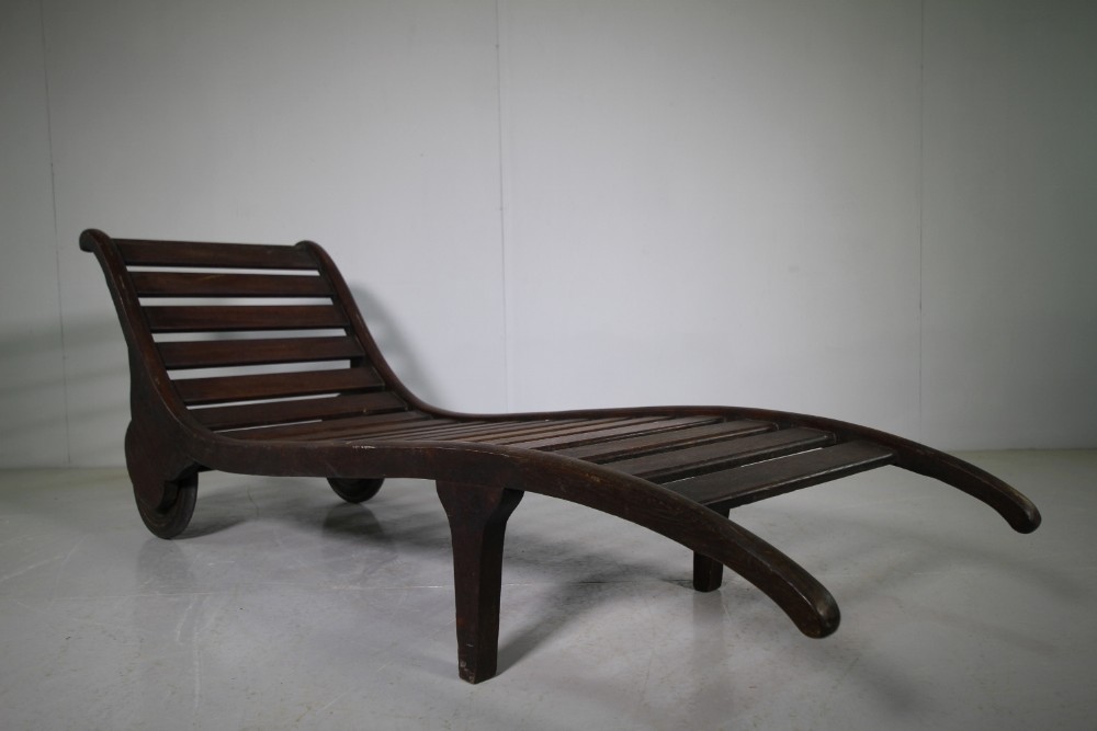 Heals of London 1930's Teak Sun Lounger-Labelled