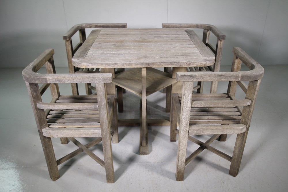 1930's Heals Teak Garden Dining Table & Chairs.