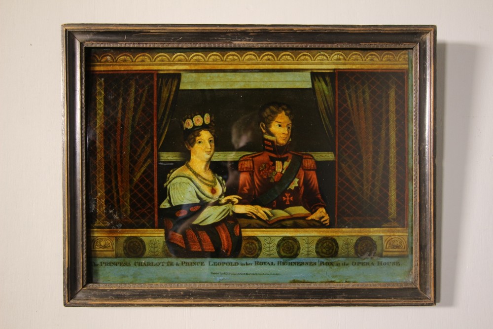Georgian English Antique Mezzotint on Glass -All Original