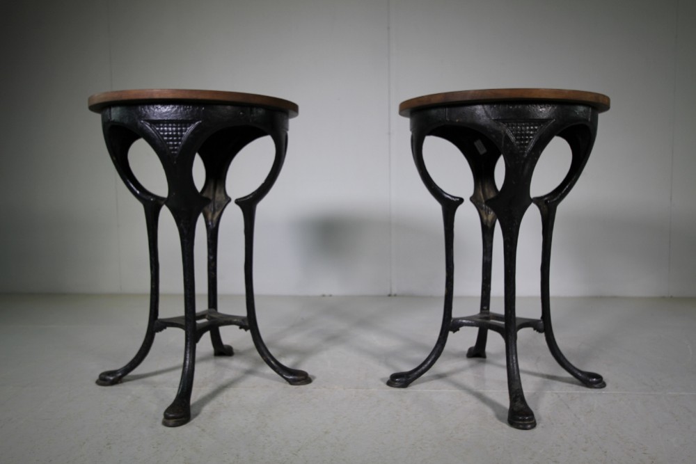 Pair of Edwardian Antique Cast Iron Tables in Archibald Knox Manner