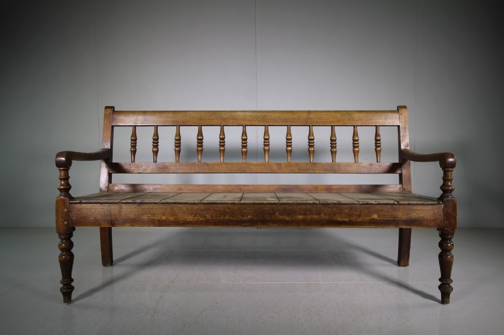 English 19th Century Antique Pine Seat in Paint 