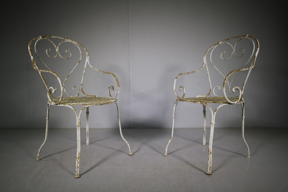 Pair of 1920's Iron Garden Armchairs
