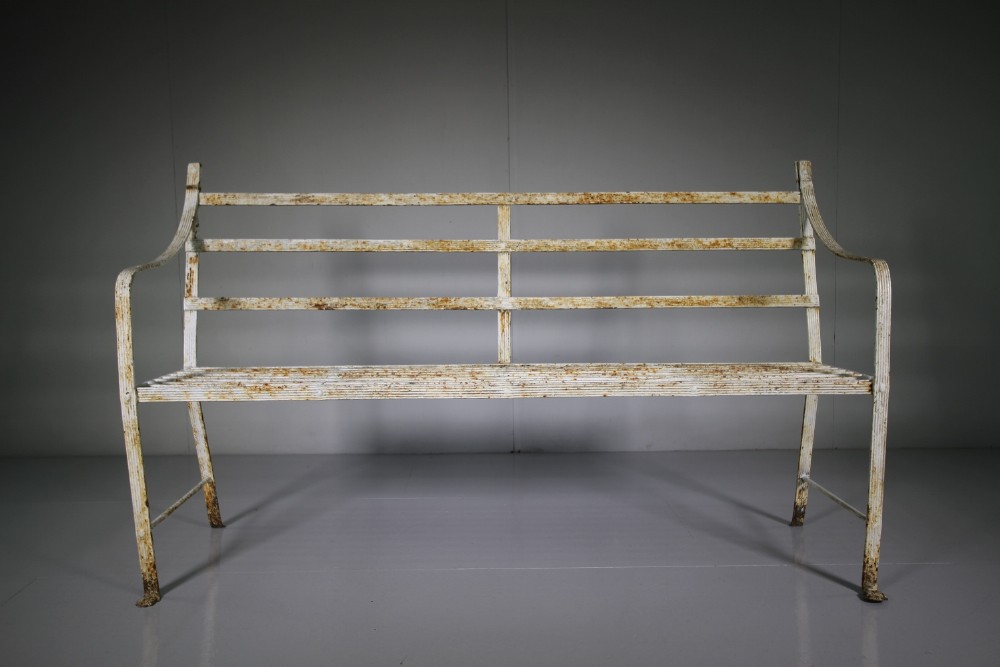 Regency Antique Wrought Iron Garden Bench Seat