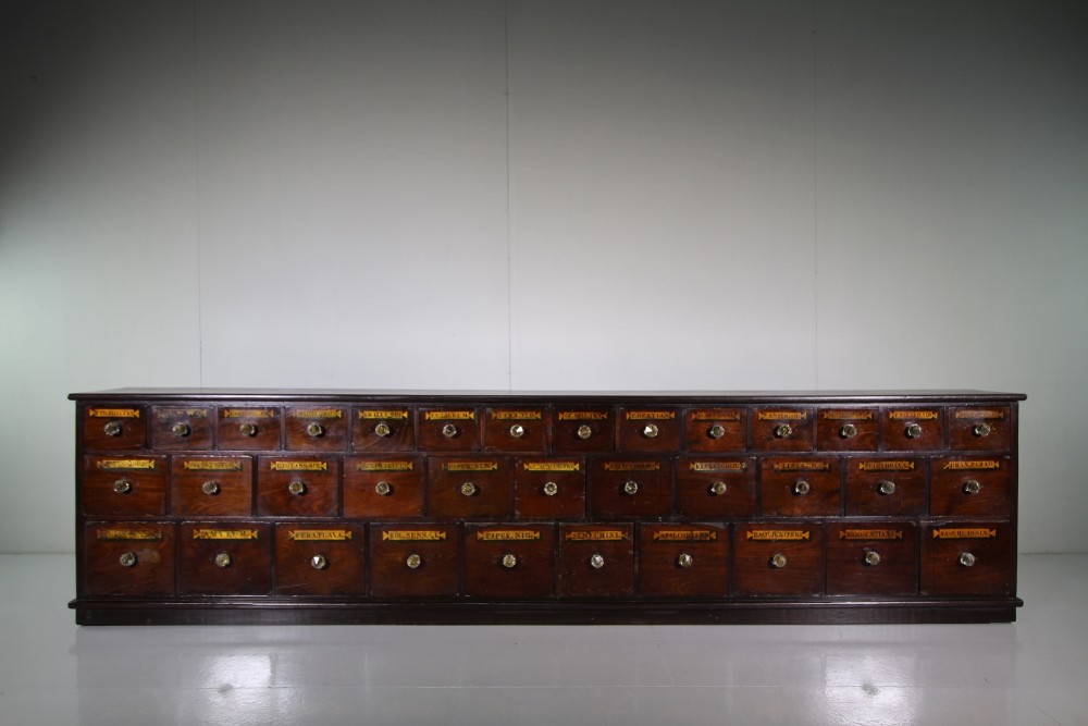 Very Large Bank of 19th Century Antique Apothecary Drawers