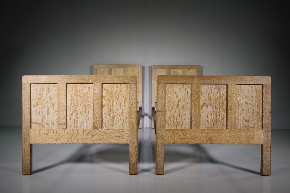 Pair of 1920's Heals of London Oak Beds