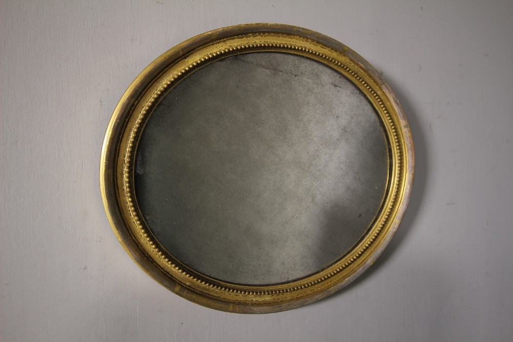 Original Regency Antique Oval Gilt Mirror