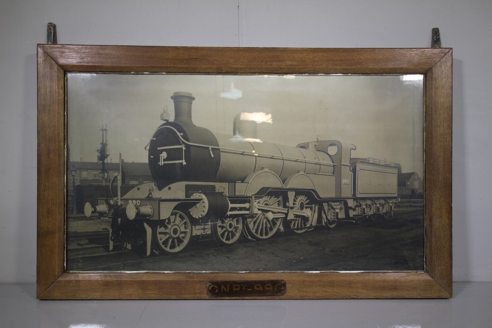 Huge 19th C Antique Steam Locomotive Framed Photograph