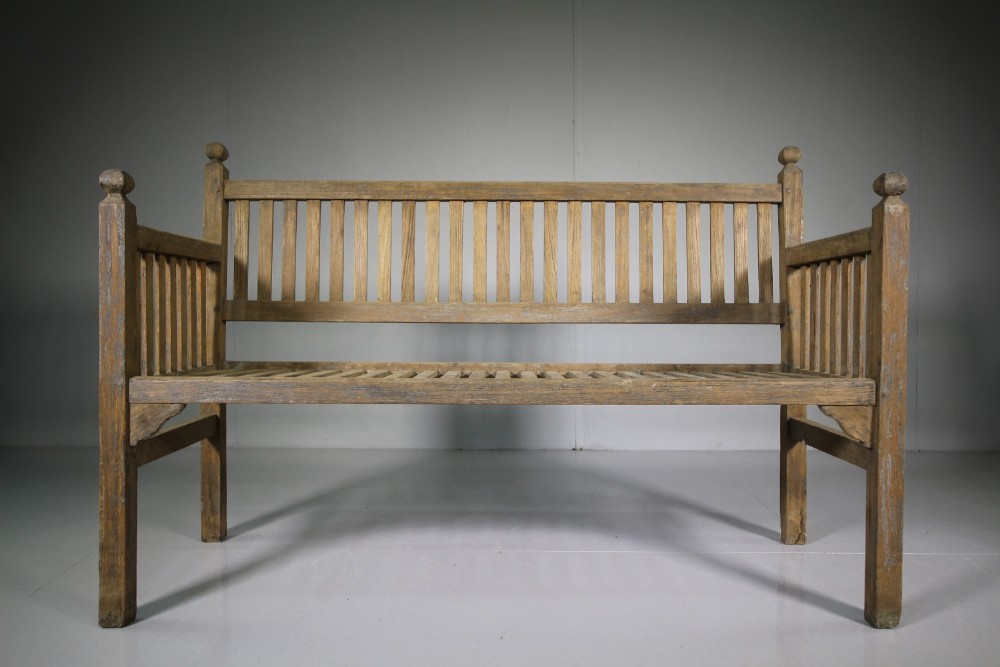 1920's Heals of London Teak Garden Bench Seat