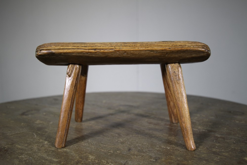 English 18th Century Antique Elm Candle Stool