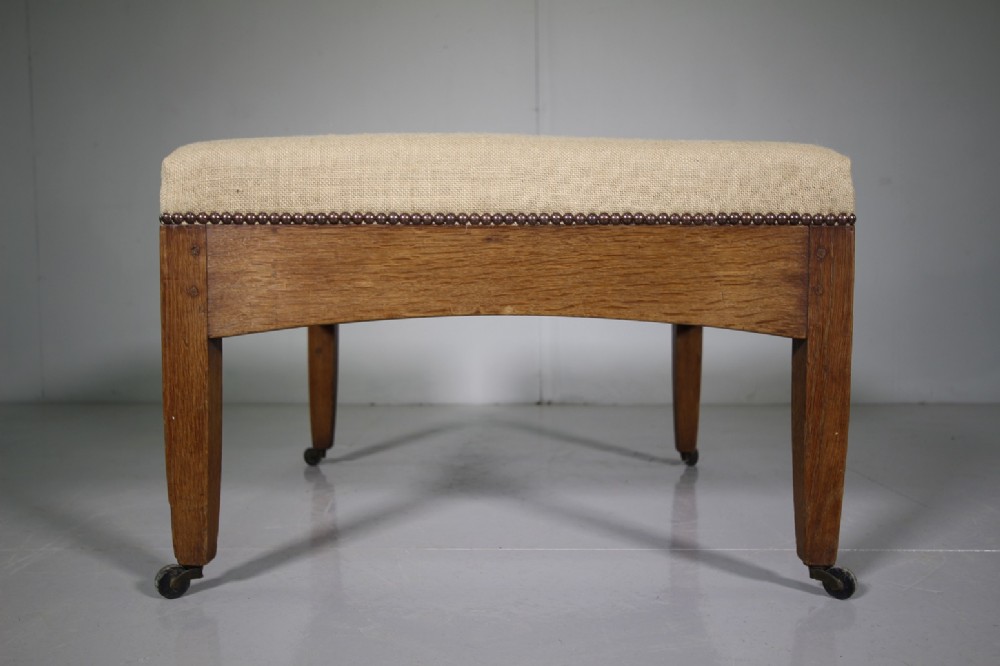 Large 19th Century Square Antique Oak Foot Stool