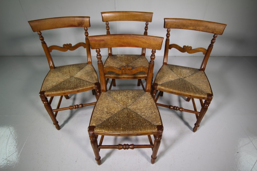 Set of Four Fruitwood Antique Dining Chairs