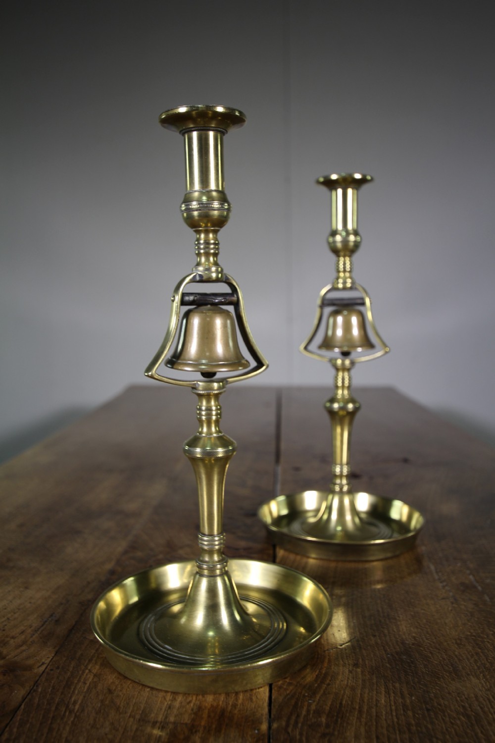 Pair of 19th Century Antique Tavern Bell Candlesticks