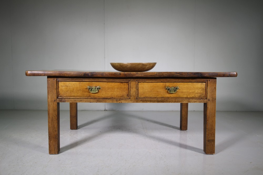 English Georgian Antique Elm Low Coffee Table