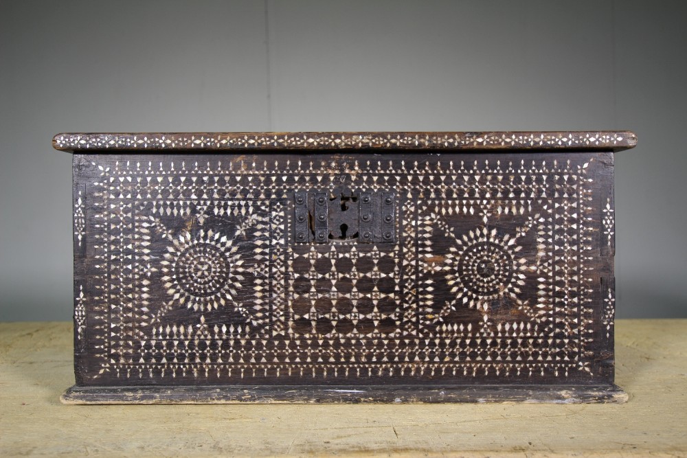 19th Century Moorish Antique Bone Inlaid Box