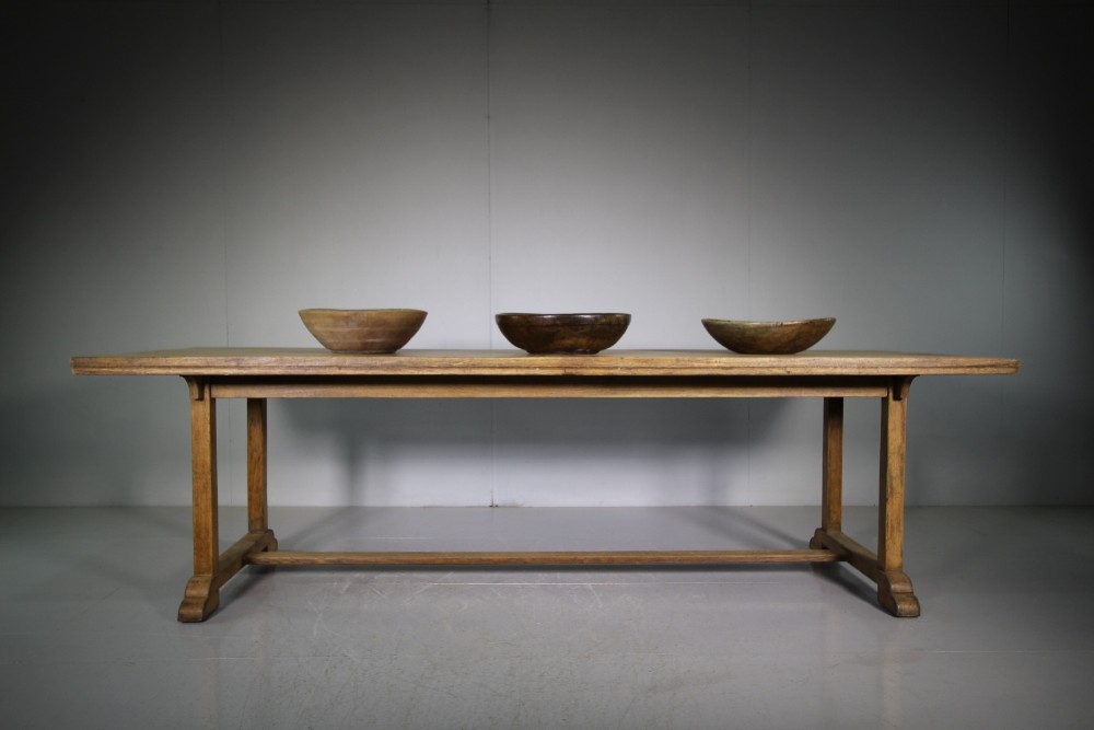 Large Edwardian Antique Oak Refectory Dining Table
