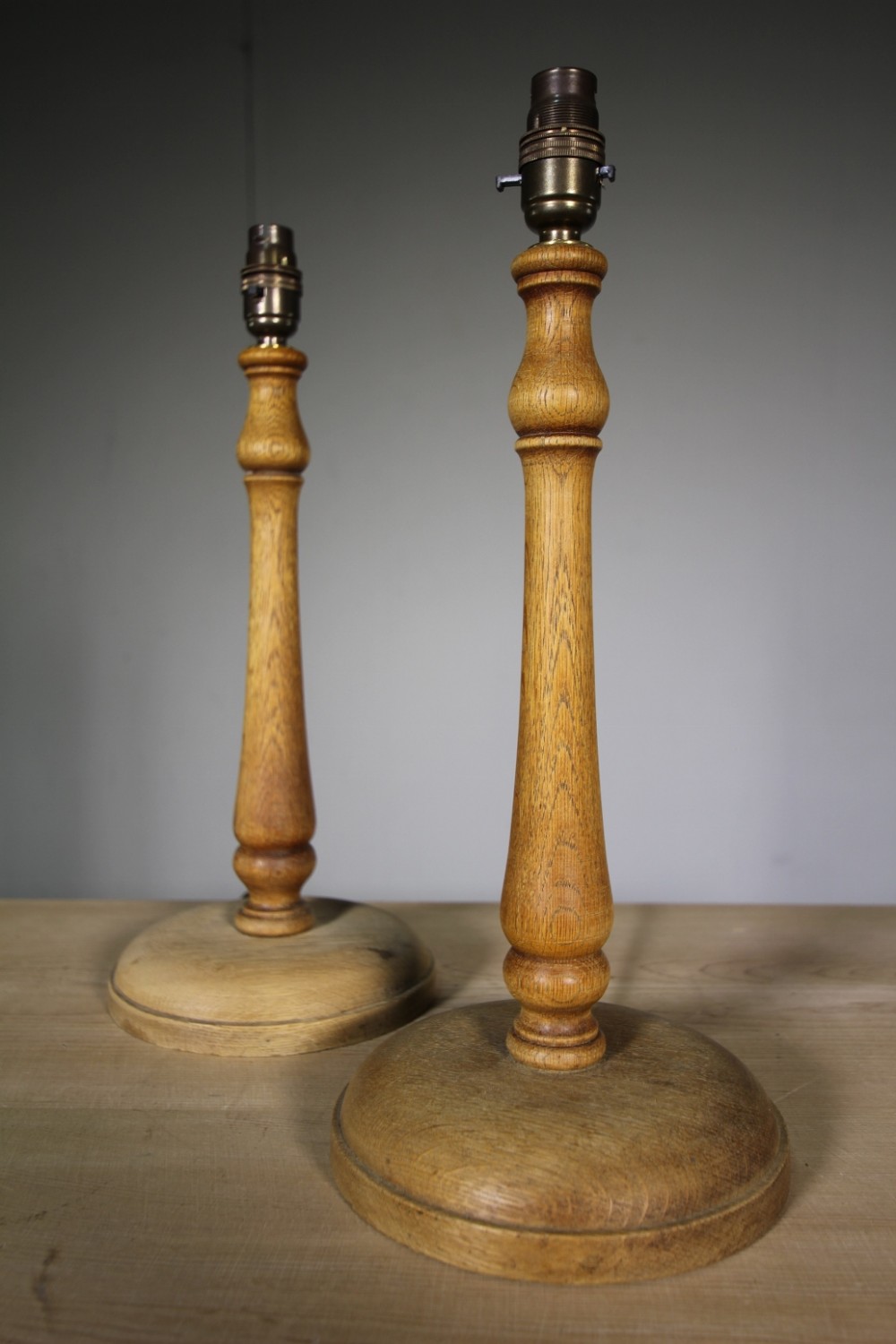 Pair of Heals 1930's Oak Table Lamps - Oxford College