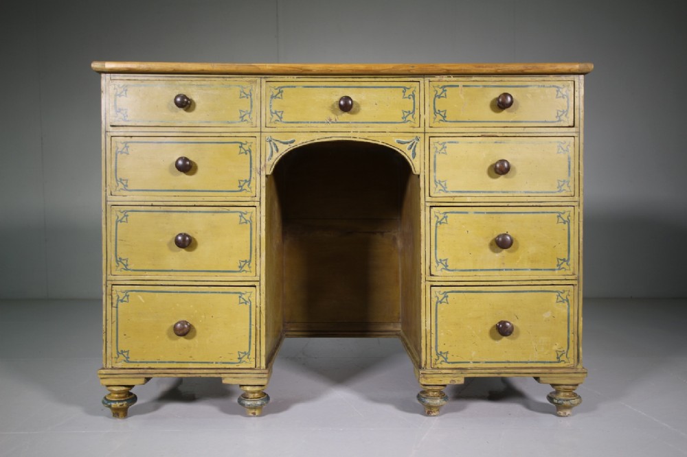 Beautiful Original Painted Pine Antique Desk