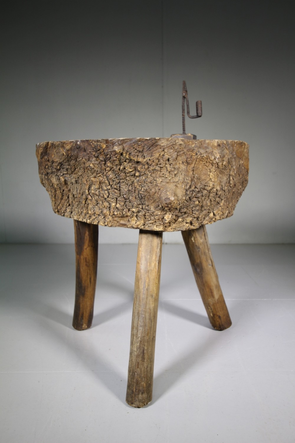 Primitive 19th Century Antique Chopping Block Table
