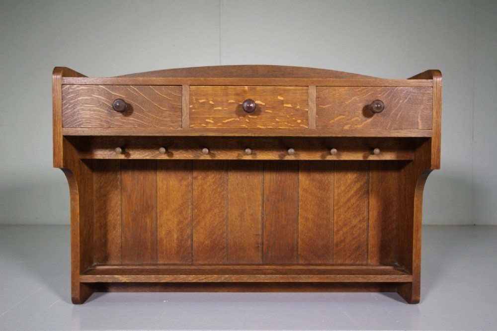 Rare Heals of London 1920's Oak Wall Shelf