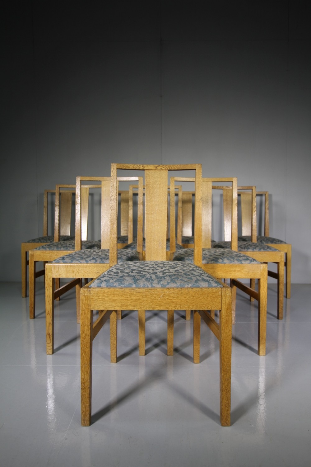 Set of Ten 1930's Gordon Russell Oak Dining Chairs
