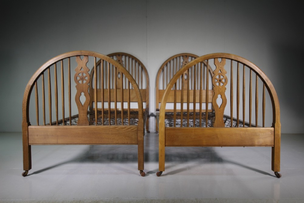 Beautiful Pair of Heals Antique Chestnut Single Beds