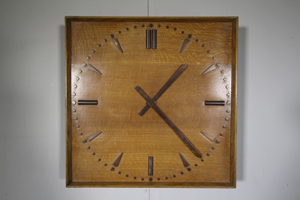 English 1950's Oak Wall Clock - Working