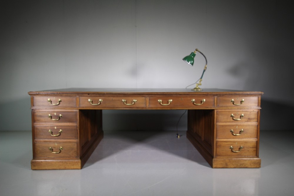 Massive 19th Century Antique Mahogany Partners Desk