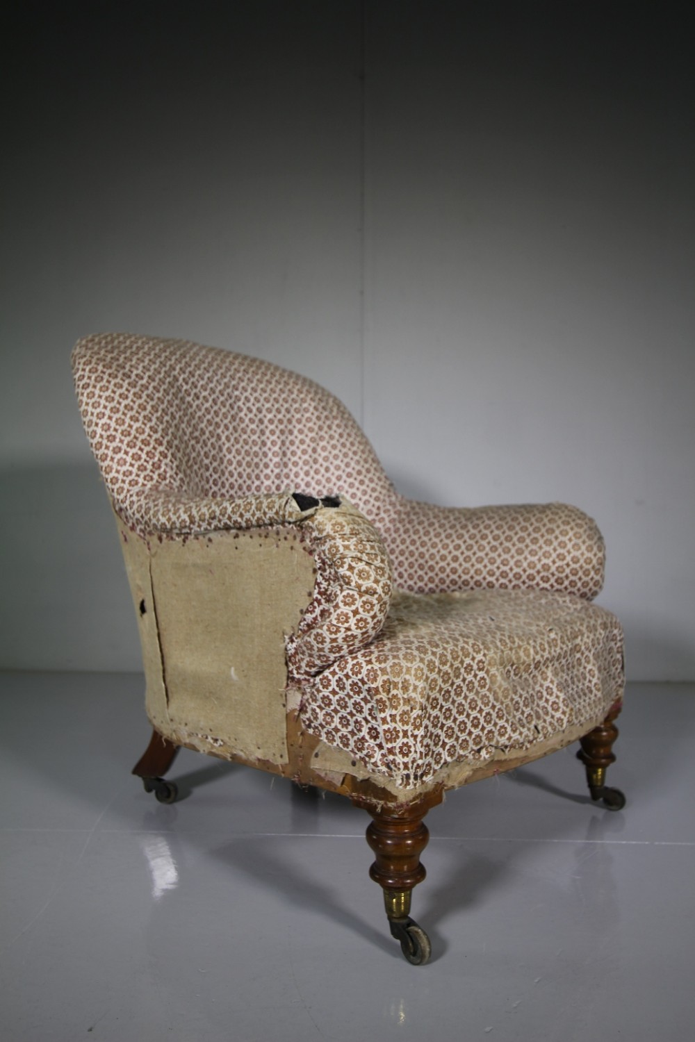 English Antique Victorian Upholstered Armchair.