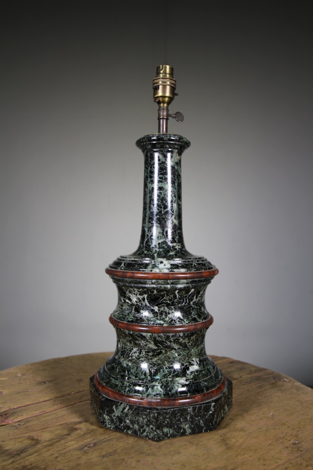 19th Century Antique Serpentine Table Lamp