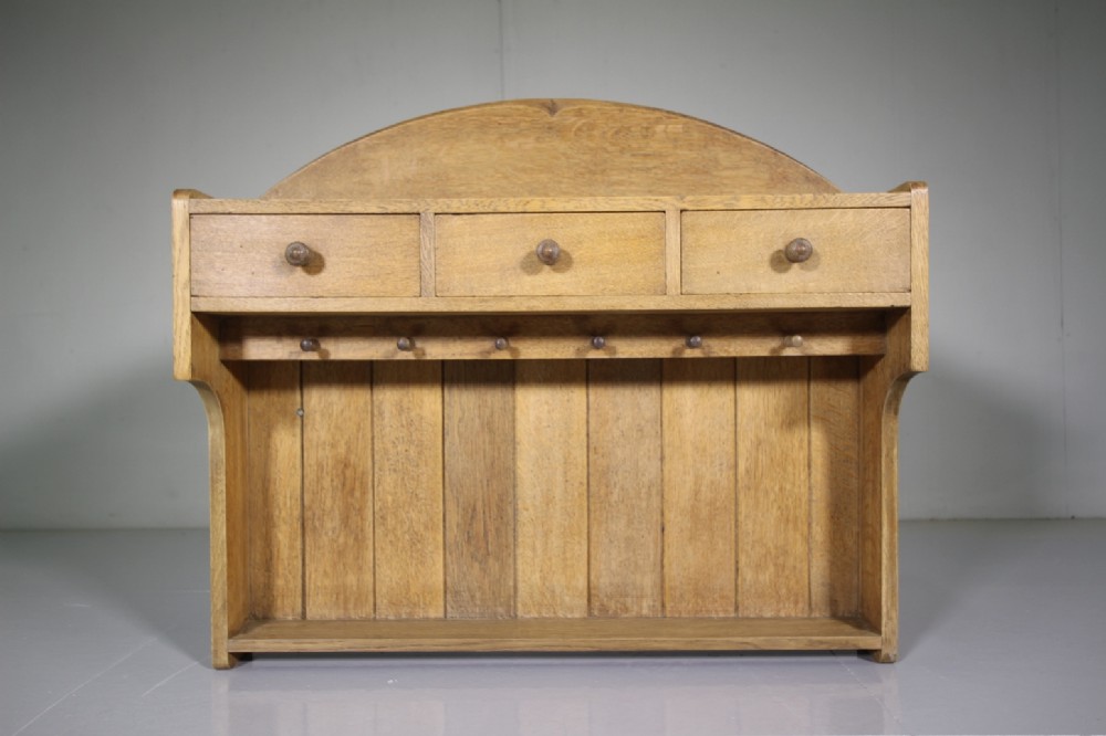 Rare Antique Oak Wall Cabinet by Heals -Labelled