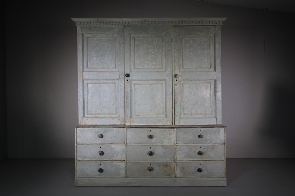 18th Century Antique Painted Pine Housekeepers Cupboard