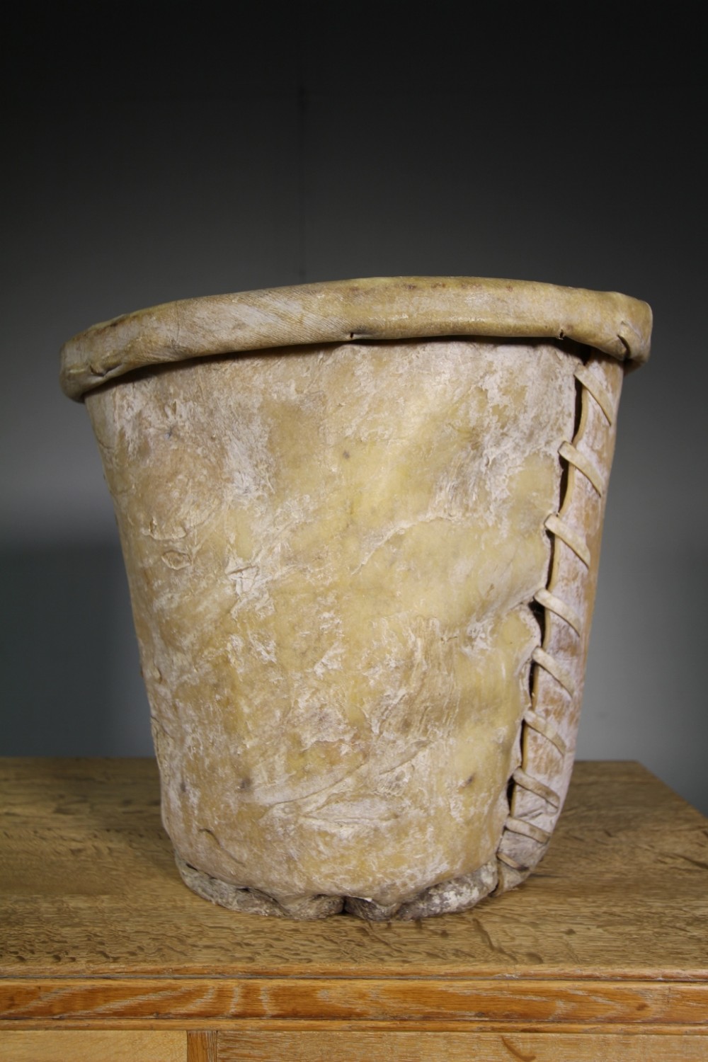 Large Edwardian Antique Skin Cotton Bobbin Bucket