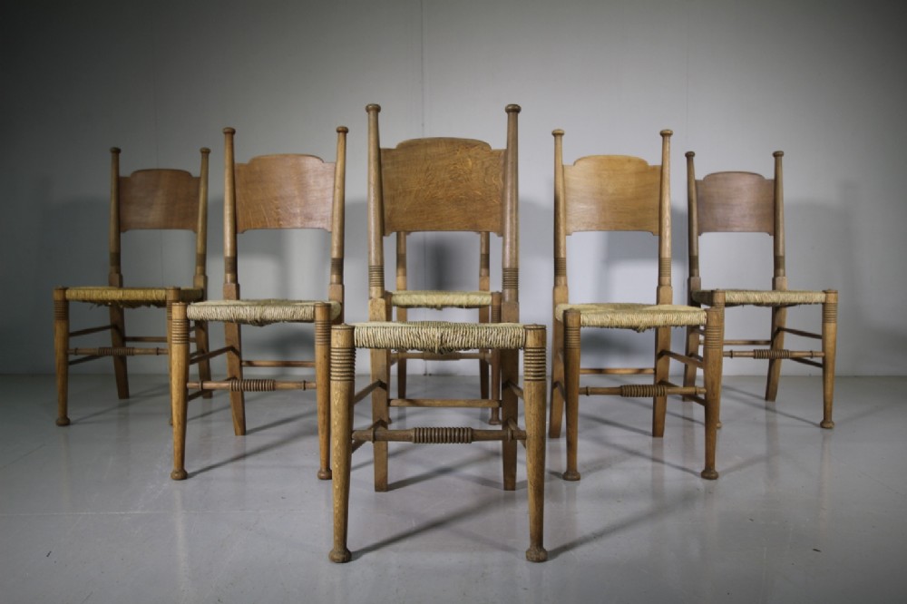 Set of Six Antique Oak Dining Chairs by William Birch