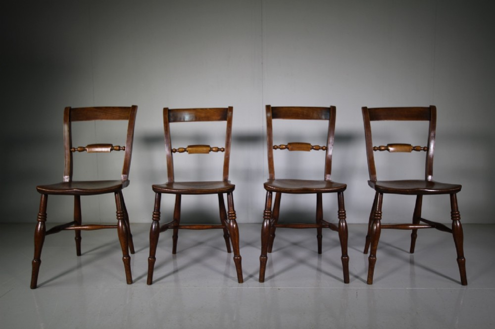 Set of Four Antique Oxford Bar Back Dining Chairs