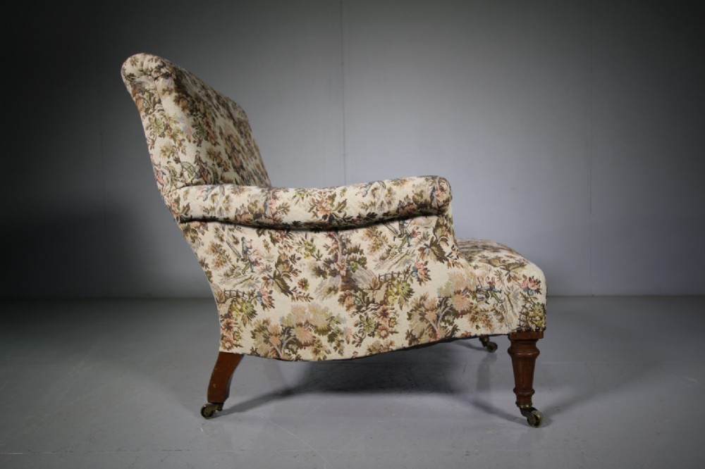 Shapely 19th Century Antique Upholstered Armchair