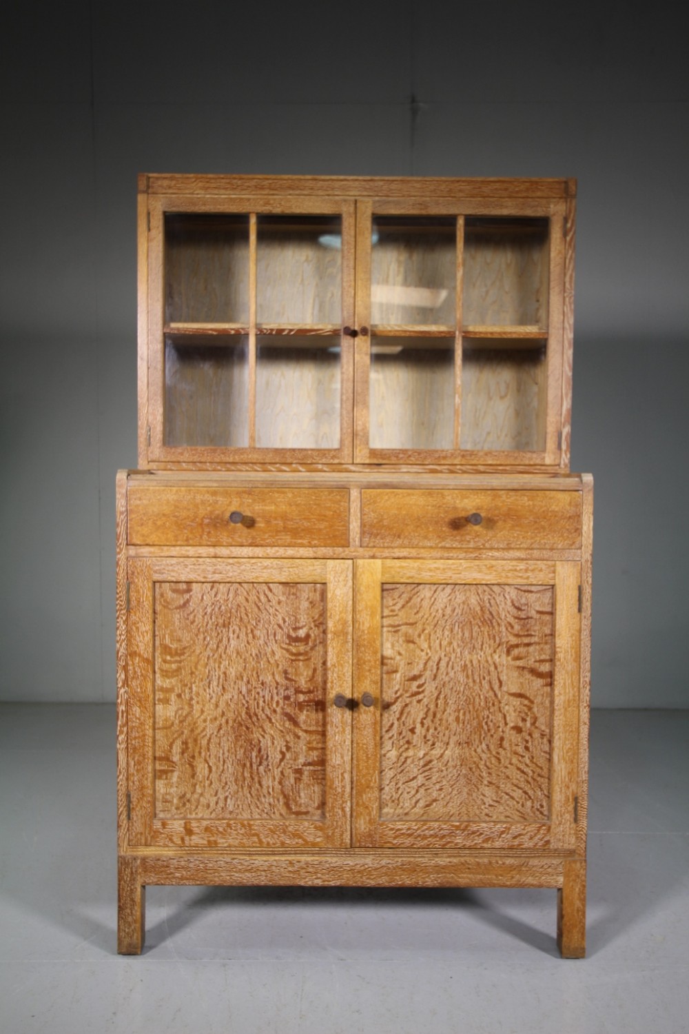 Heals of London Antique Oak Bookcase on Cupboard