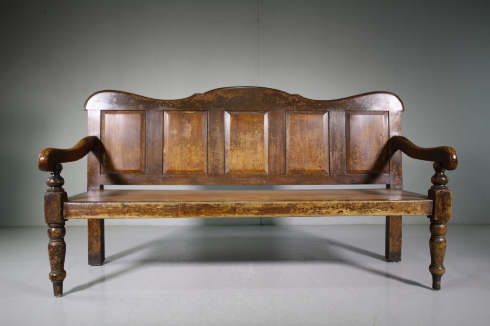19th Century Antique Pine Tavern Settle Seat