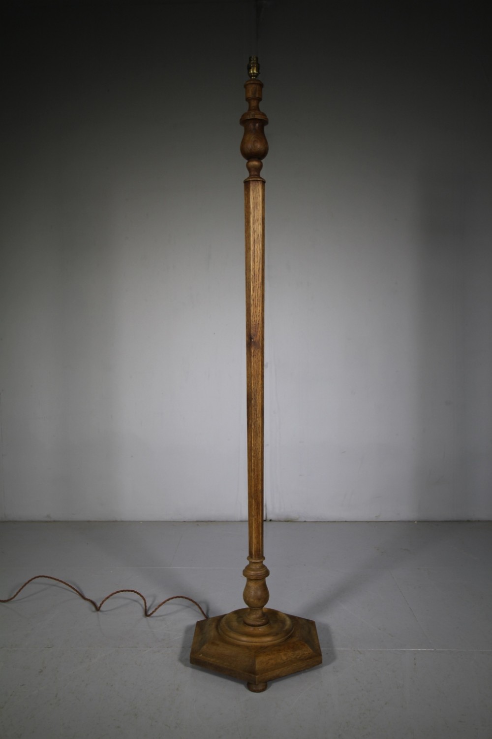 1930's Heals of London Oak Standard Lamp - Rewired
