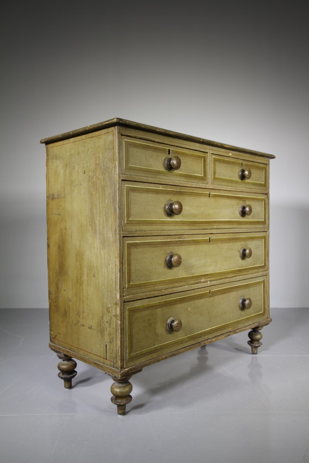 Beautiful English Original Painted Pine Chest of Drawers