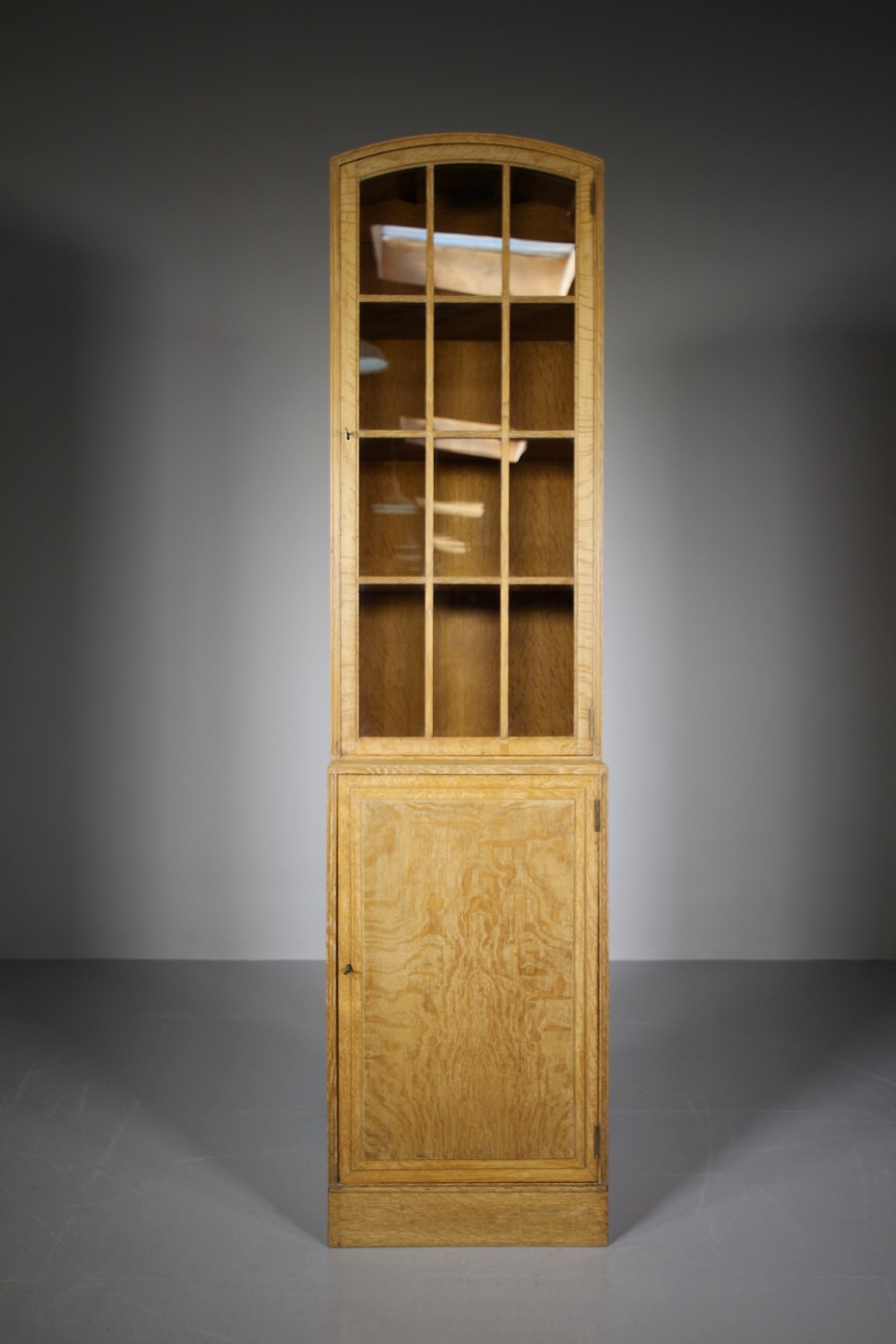 Heals of London Antique Oak Bookcase Cabinet