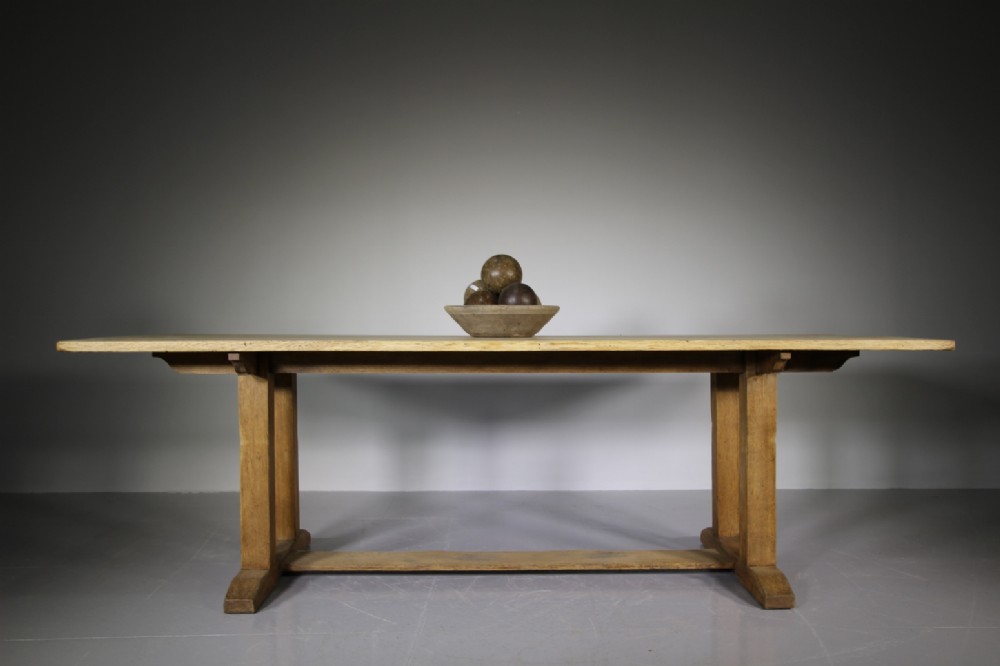 Large Edwardian Antique Oak Refectory Dining Table