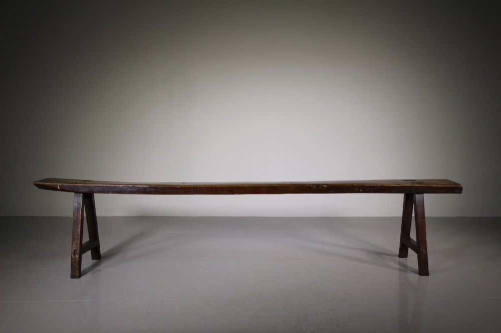 English 18th Century Antique Pear Wood Bench Seat