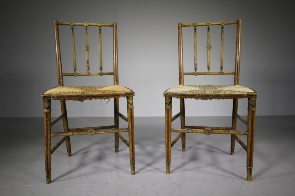 Pair of Regency Original Painted Antique Chairs
