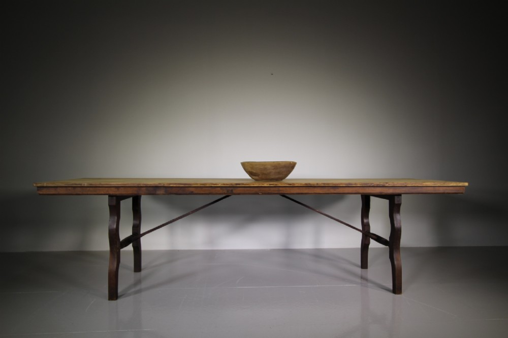Fabulous 19th Century Antique Pine Trestle Dining Table