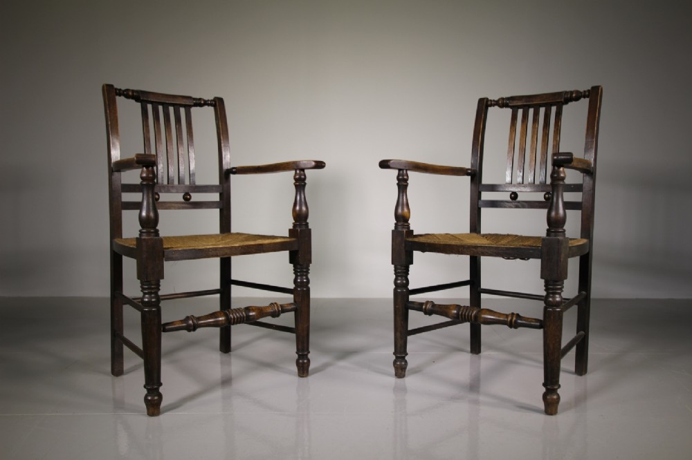 Pair of Antique Lancashire Country Armchairs