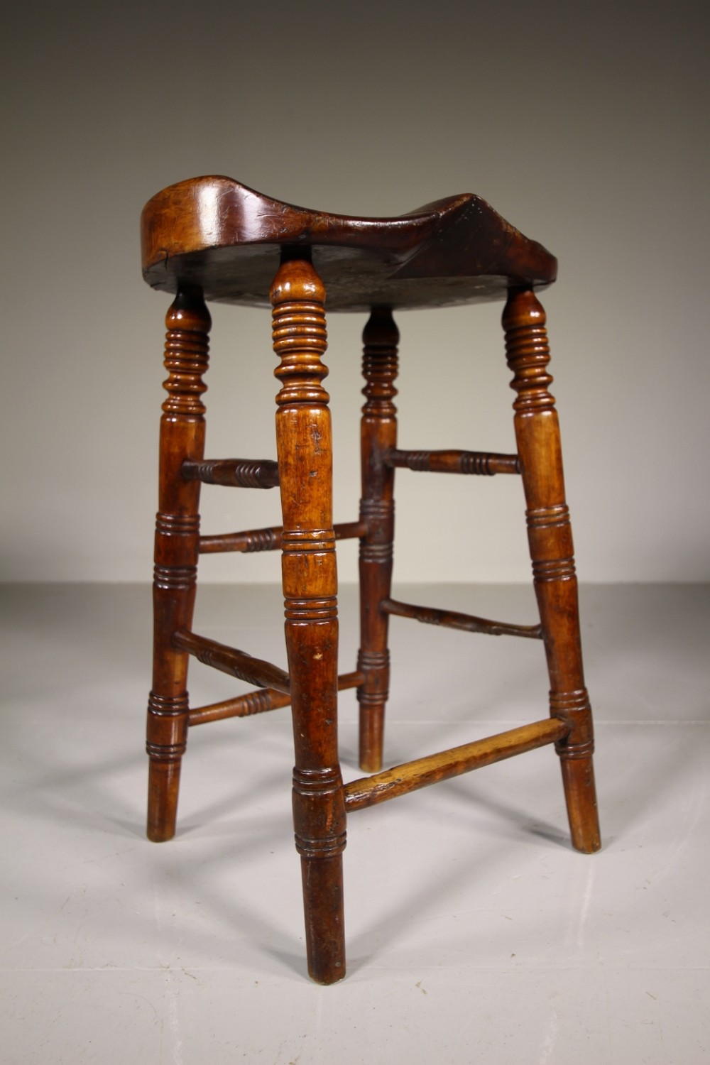English 19th Century Antique Bum Shaped Stool