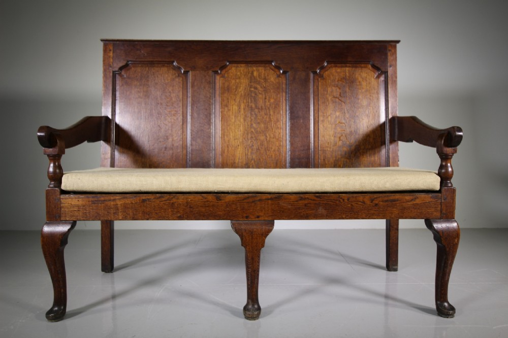 English Georgian Antique Oak Settle Seat