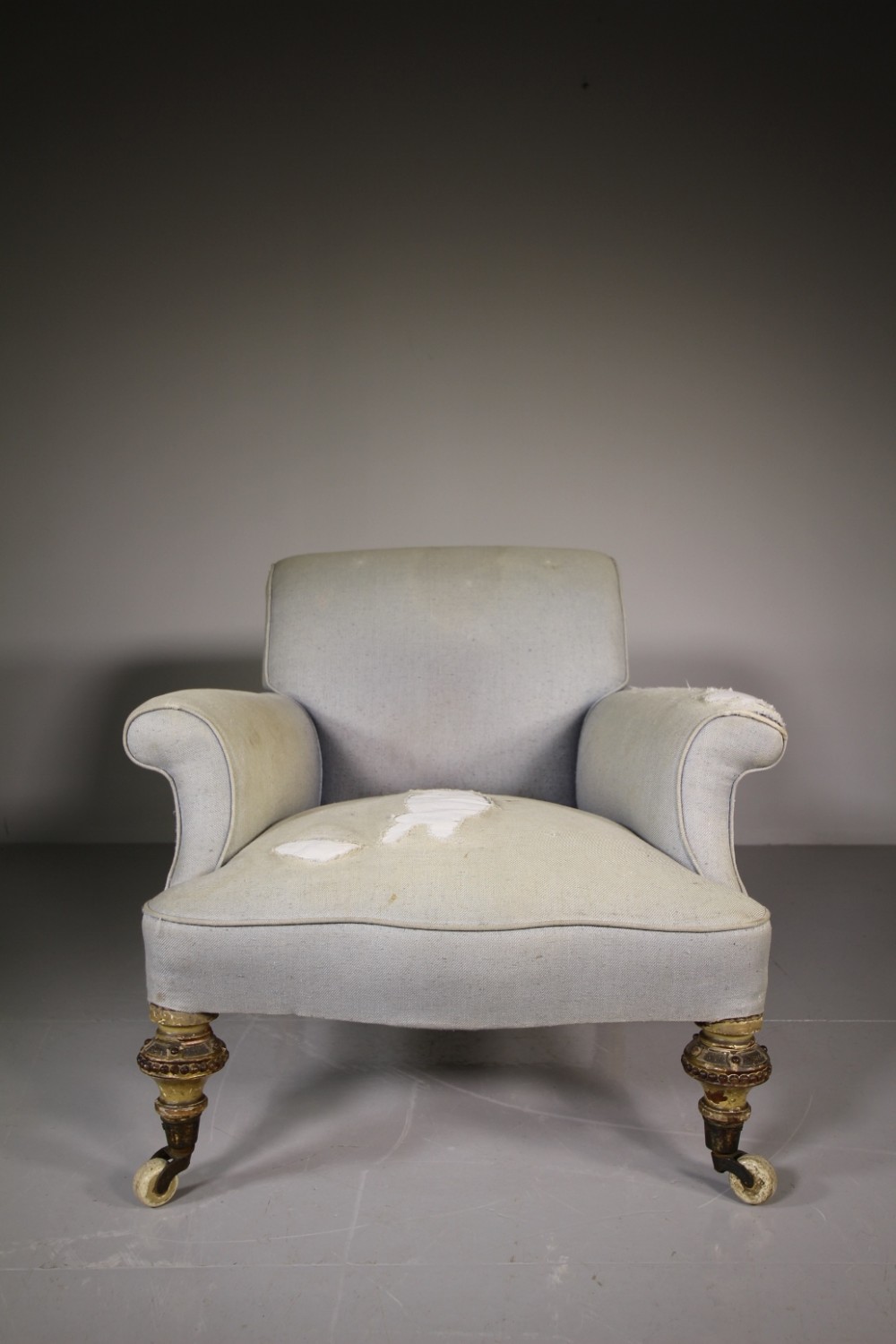 English 19th Century Antique Armchair with Gilt Legs